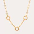 Makayla Gold Charm Jewelry - O-Chain & Paperclip Chain with 3 Adjustable Charms [0B7R9RRV]