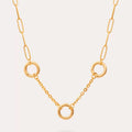 Geometric Charm Chain Necklace - O-Chain + Paperclip 3 Beads Ring [2RU4OUWV]
