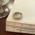 Mercy Zircon Lace Ring - Silver Chunky Braided Ring [KQ8855LU]