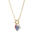 Dainty Charm Pendant Necklace - Chili Enamel Flower Necklace [G12ZD22B]
