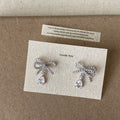 Kelcie Pearl Bow Drop Earrings - Silver Earrings [4FIVLGT8]