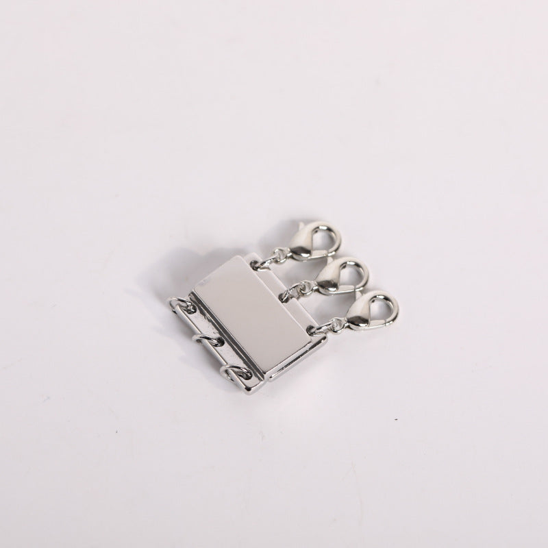 Layered Magnetic Necklace Clasp - Irregular Silver 3-Spacer Clasp [NI6KUHDN]