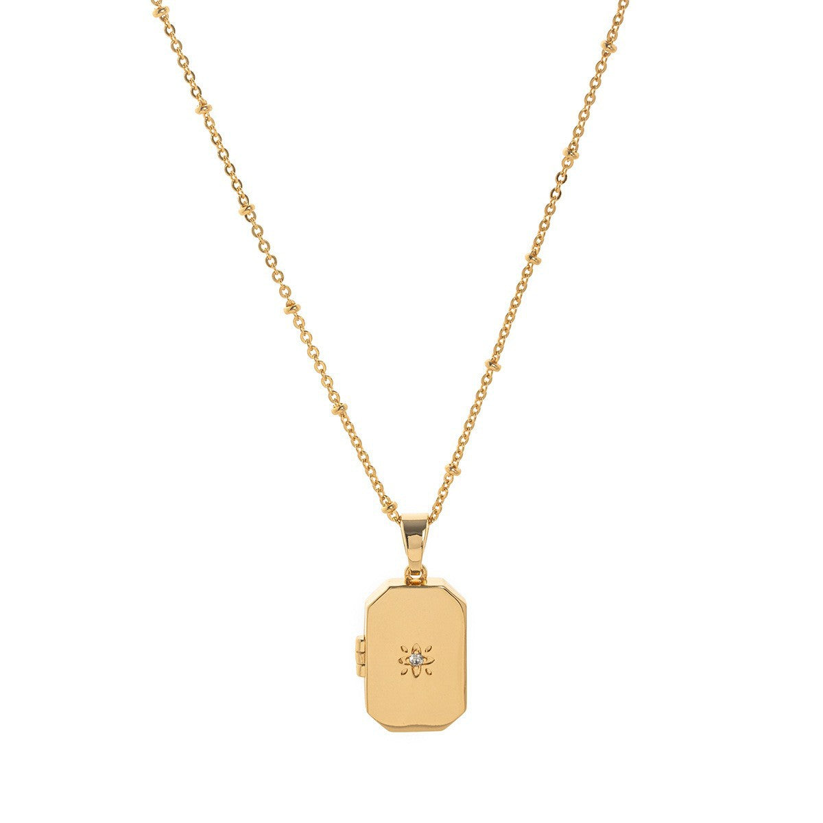 Floral Heart Locket Necklace - Rectangular Pendant [GRXWS8BV]
