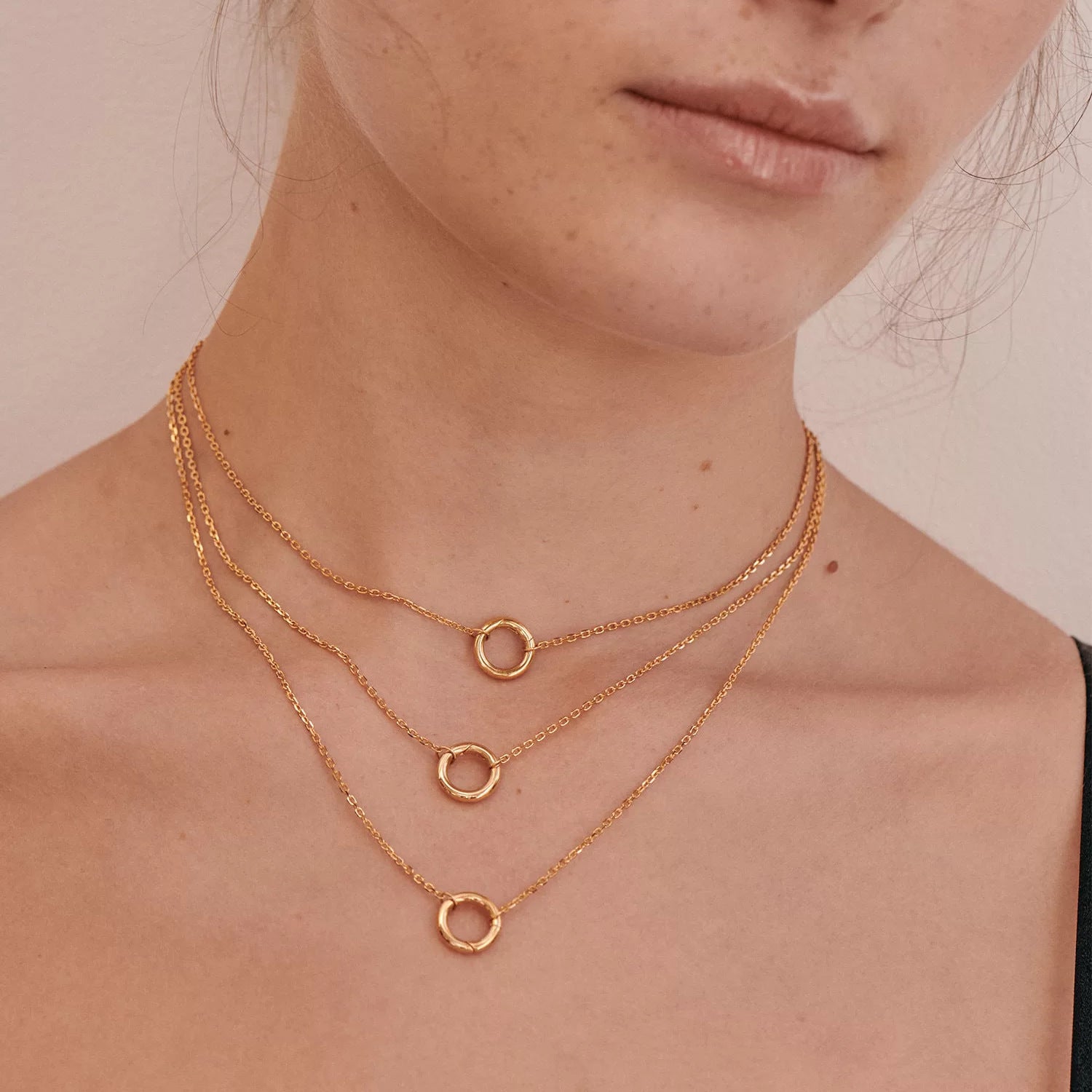 Geometric Charm Chain Necklace - O-Chain Ring [P8G8LEZQ]