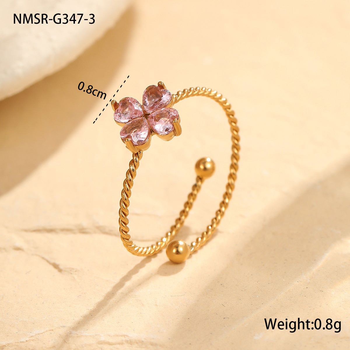 Lilou Clover Charm Ring - Pink [PEJUO2Y6]