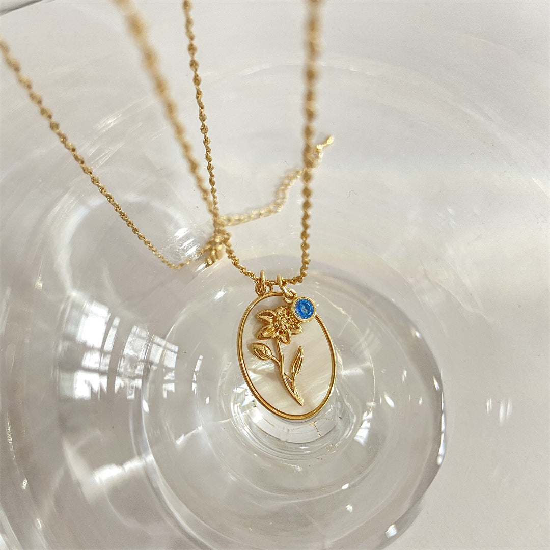 Anslee Mother-of-Pearl Birth Flower Necklace - March - Daffodil [0WMK2KBB]