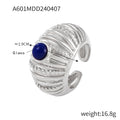 Hallee Geometric Inlay Ring - Steel Blue Glass Ring [W0DP0U2Y]