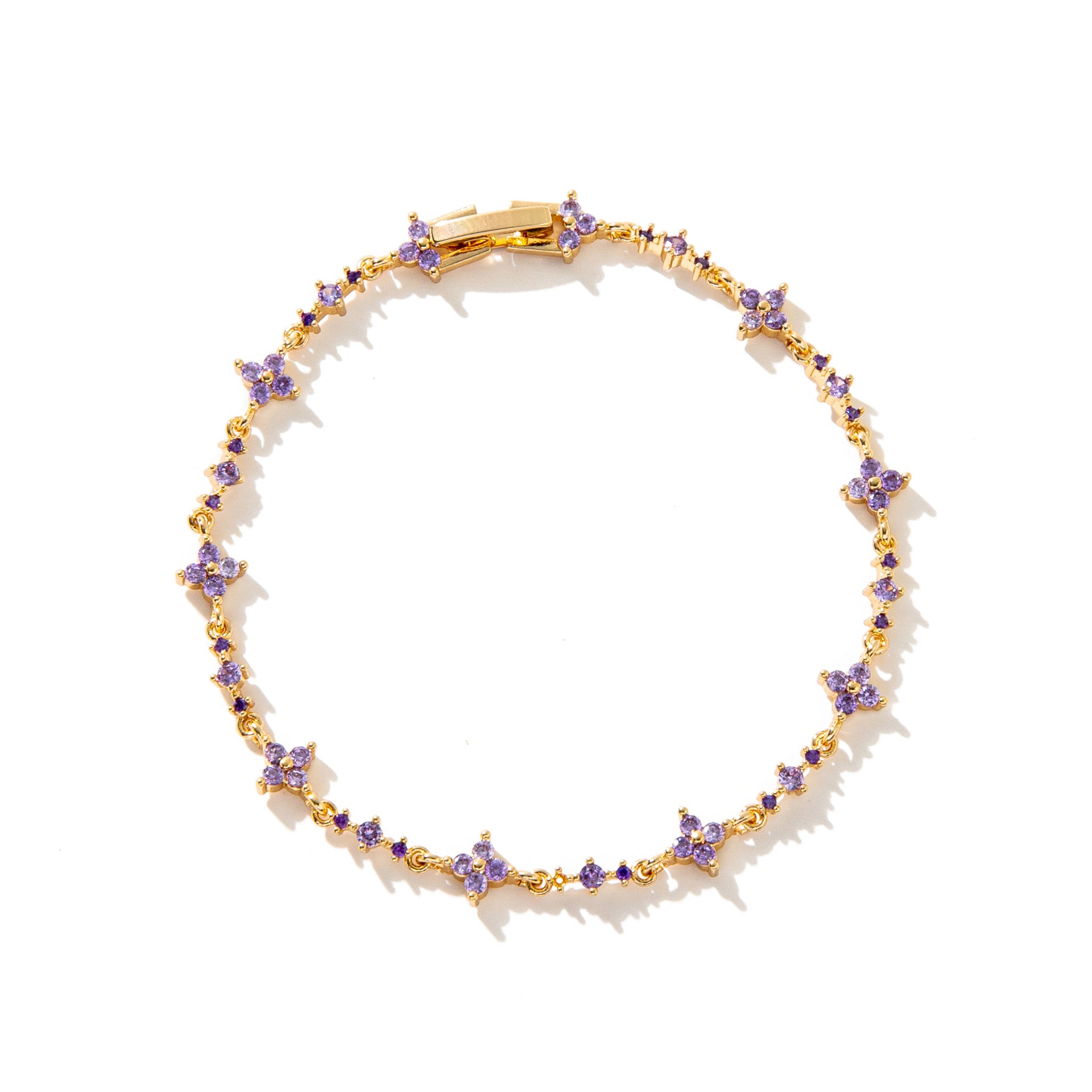 Angelique Dainty Butterfly Zircon Jewelry - Gold Purple Flower Bracelet [P847NM1W]
