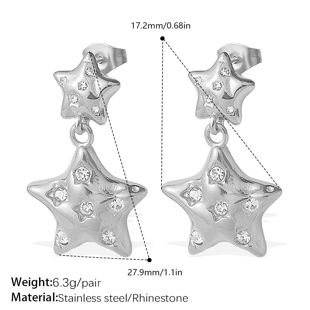 Leilah Celestial Stud Earrings - White Diamond Silver Earrings [N7WD5EQB]