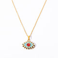 Evil Eye Pendant Necklace - Blue Eye - Red Zircon [W4JMX6C3]