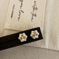 Giulietta Pearl Flower Earrings - White Pearl, 925 Silver Post, Gold Plated [RNP30A53]