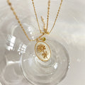 Anslee Mother-of-Pearl Birth Flower Necklace - November - Chrysanthemum [TKIBV8FK]