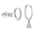 Oriah Zircon Earring Set - Silver Three-Piece Set [V59BJ2PB]