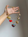 Layered Heart and Flower Pendant Necklace - Style 1 [8T4TU0P2]