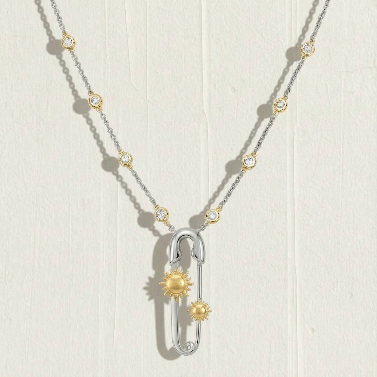 Celestial Pendant Necklace - Silver Sun Necklace [JNETA04O]