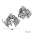 Rhinestone Bow Tassel Drop Earrings - Silver Clip-on Earrings [BZCJW65L]