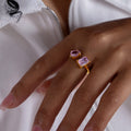 Julieann Geometric Crystal Ring - Gold/Pink Crystal Zircon [DHNIWOX6]