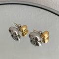 Lily Polished Oval Earrings - Gold and Silver [WIF3YWD2]