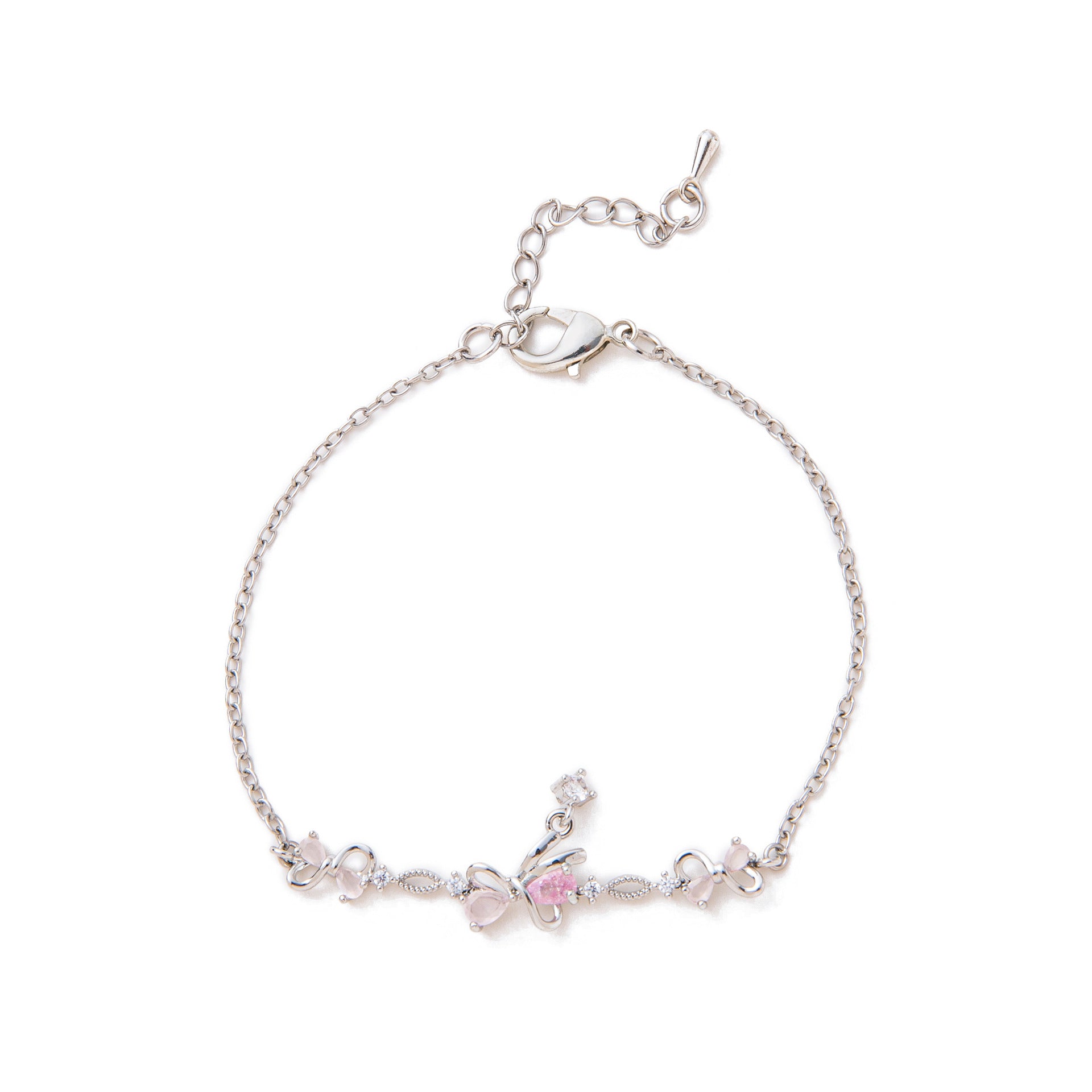 Angelique Dainty Butterfly Zircon Jewelry - Silver Three Butterfly Charm Bracelet [996B649Q]