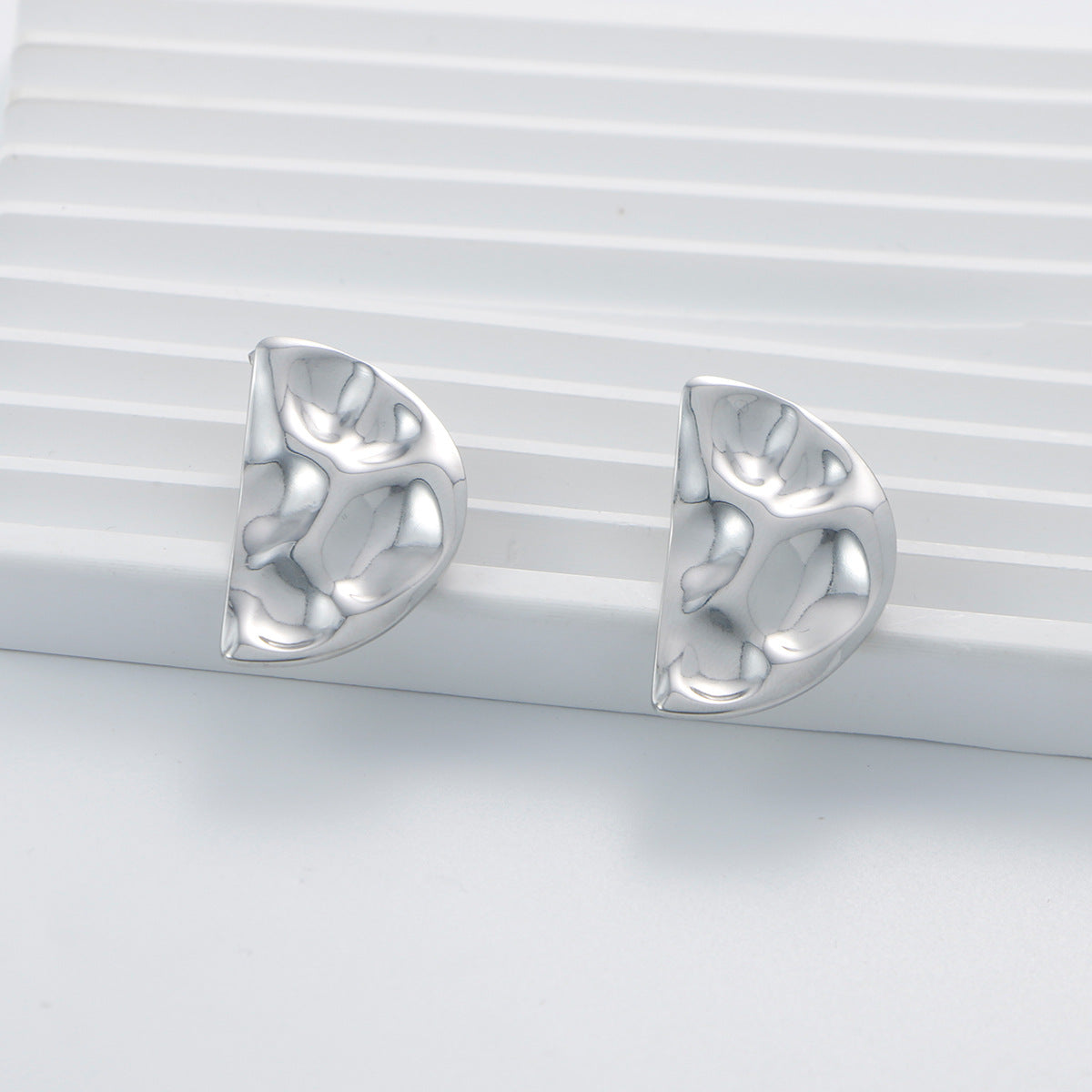 Courtlyn Hammered Irregular Earrings - Silver - Style 6 [ZAQ652Z3]