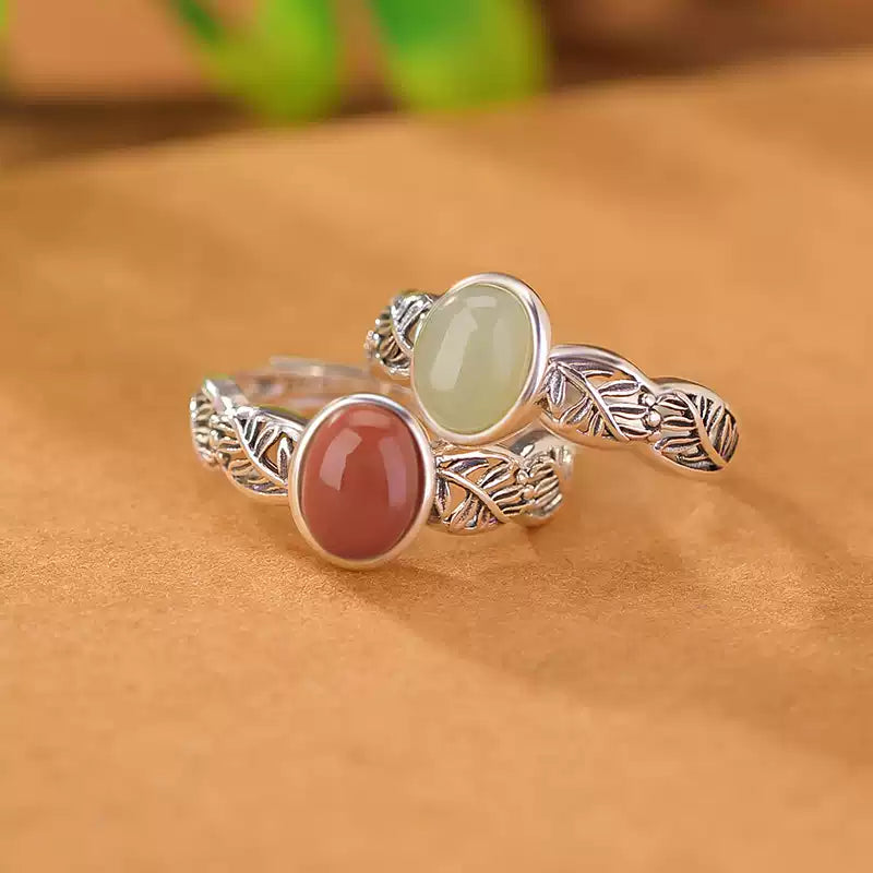 Carnelian Leaf Sterling Silver Ring