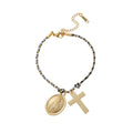 Charm Cord Bracelet - Cross & Hat Charm Bracelet [91ZX8HQG]