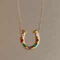 Lucky Horseshoe Pendant Necklace - U-Shape Kaleidoscope [UBWEO75V]