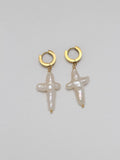 Baroque Pearl Cross Pendant Necklace - Earrings [Y6W677WH]
