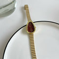 Vintage Snake Head Shaped Watch - Gold Strap Red Dial (Bamboo Joint Strap) [FYNXD6KX]
