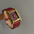 Vintage Square Leather Watch - Ankara Red [PWPP5VGU]
