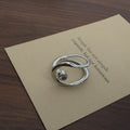 Keaton Sculptural Open Ring - Silver Hollow Single Zircon Ring [X1IL6PYJ]