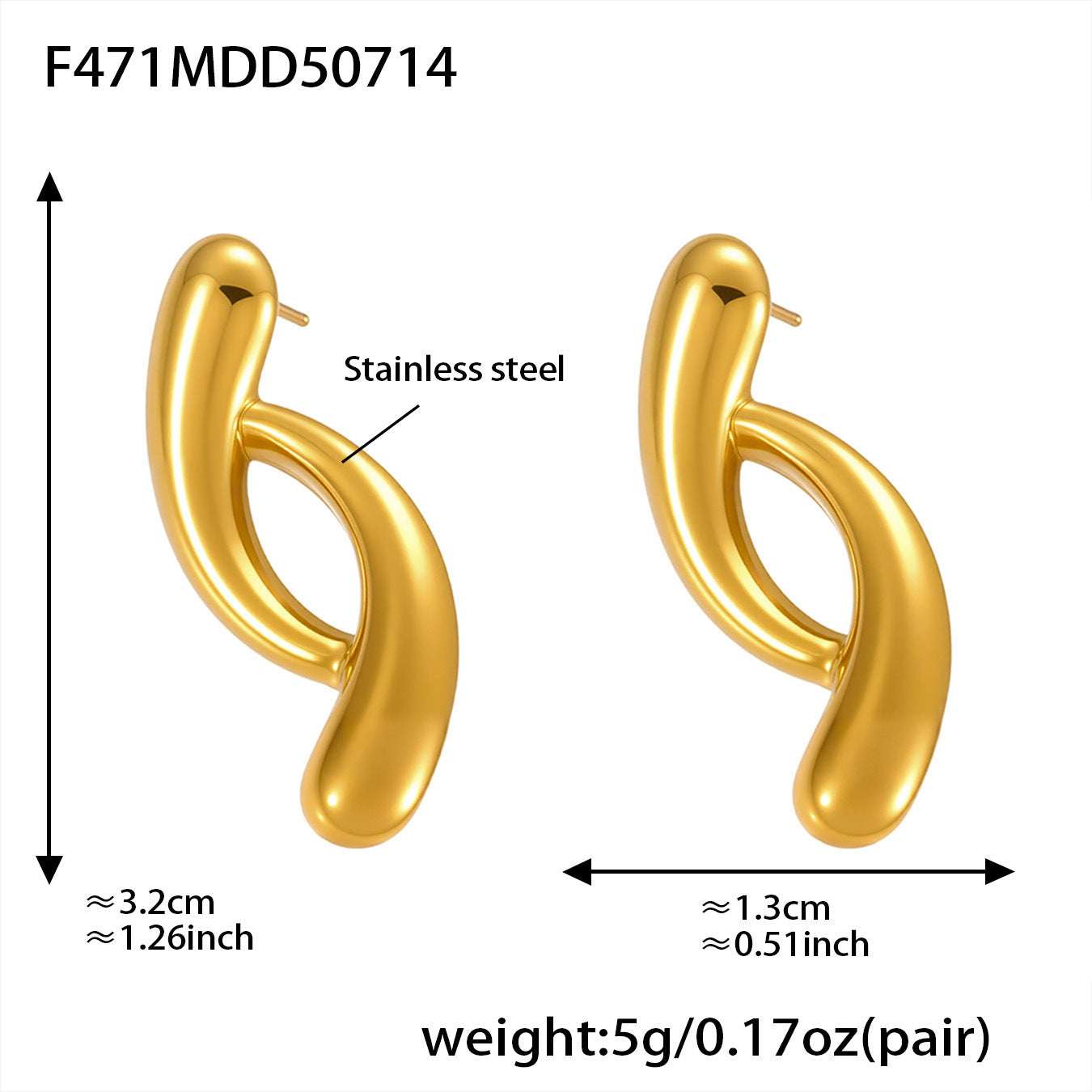Emmelia Irregular Geometric Earrings - F471 Gold Geometric Waterdrop [VIZ1M2H3]