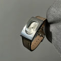 Vintage Square Leather Watch - Elephant Gray (Steel) [B5X9NSRR]