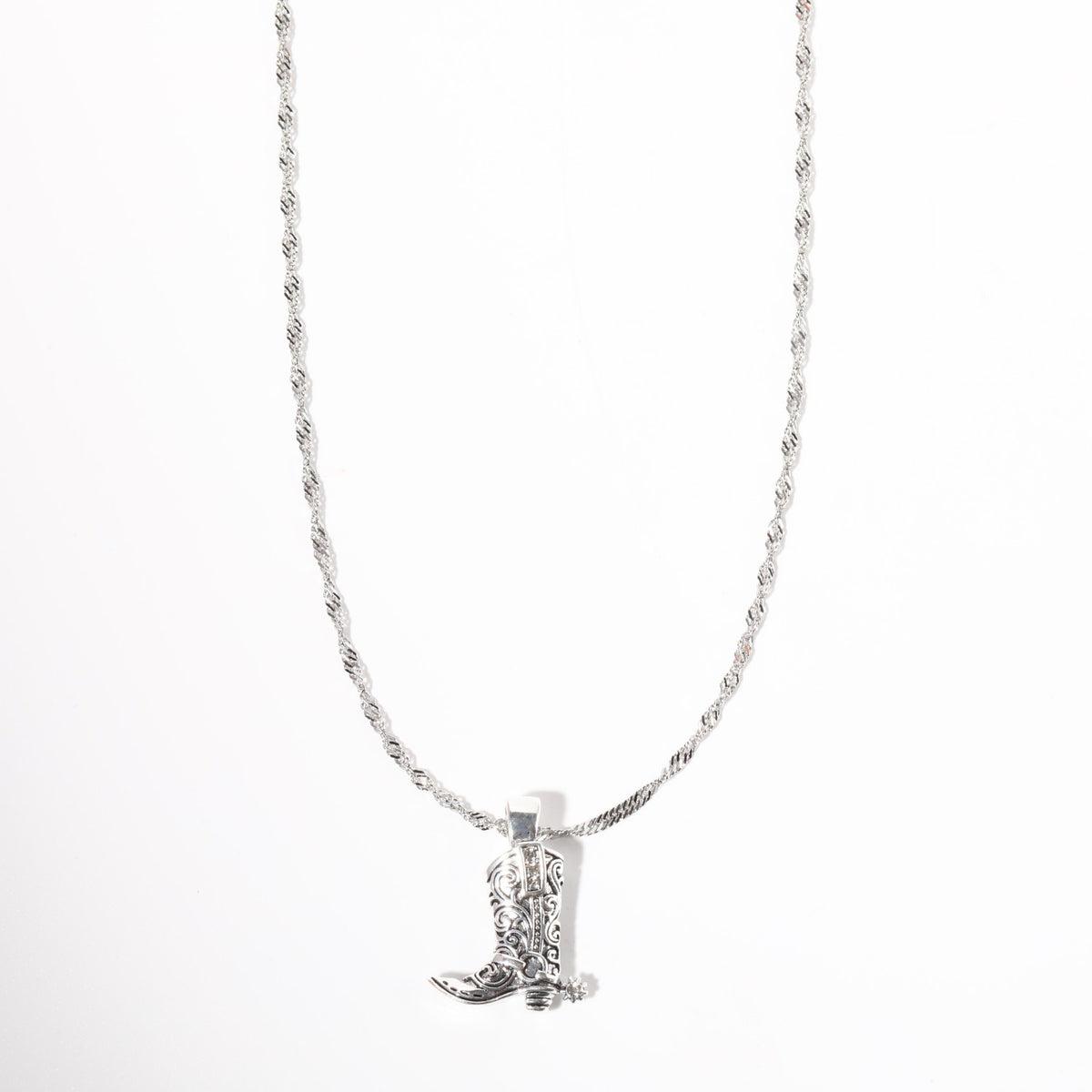 Western Boot Pendant Necklace - Steel [QVXULXK4]