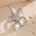 Ameena Geometric Petal Ring - Flower Silver