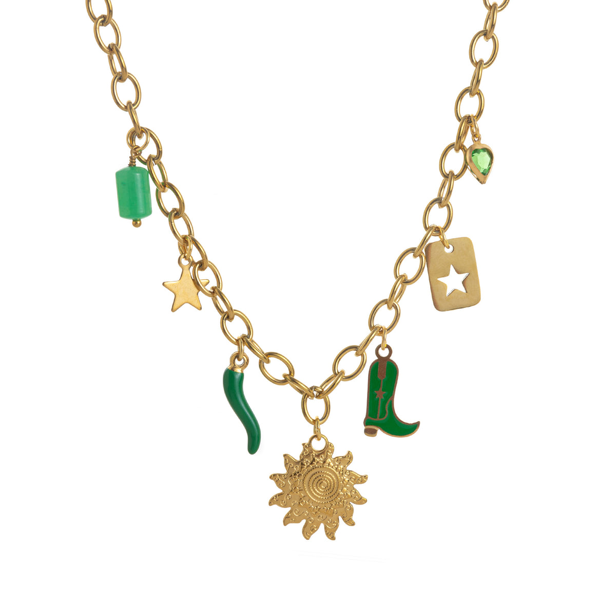 Dainty Fruit Pendant Necklace - Green Sun Necklace [H77NDWBC]