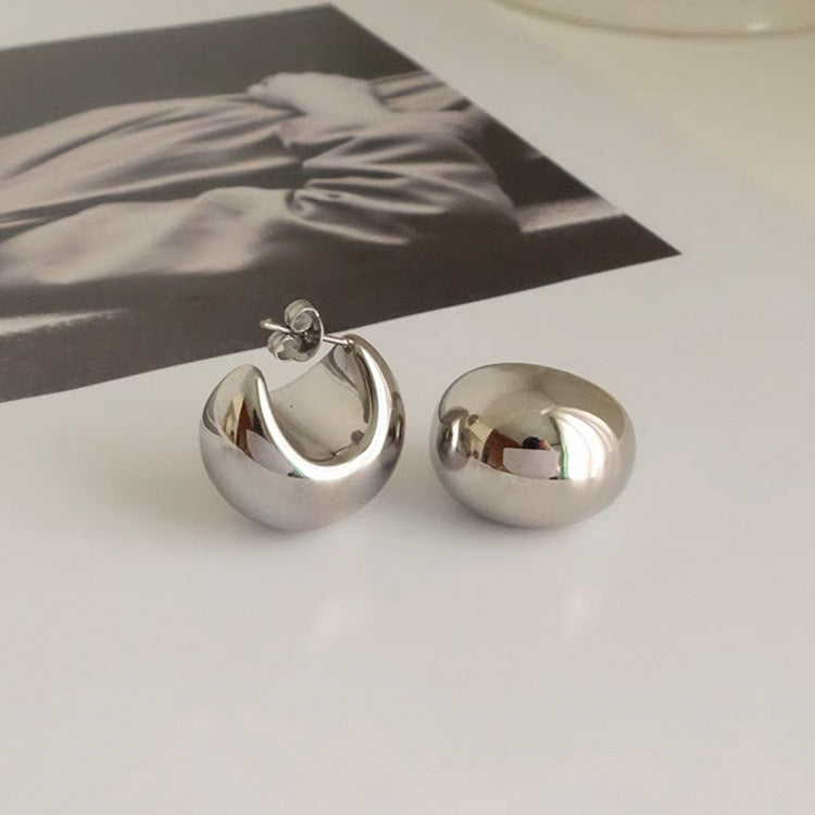 Hadasa Irregular Sphere Earrings - Silver Titanium Steel [6AUHXW51]