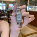 Rhinestone Embellished Round Wrist Watch - Silver with Rhinestones [TS0JG2T8]