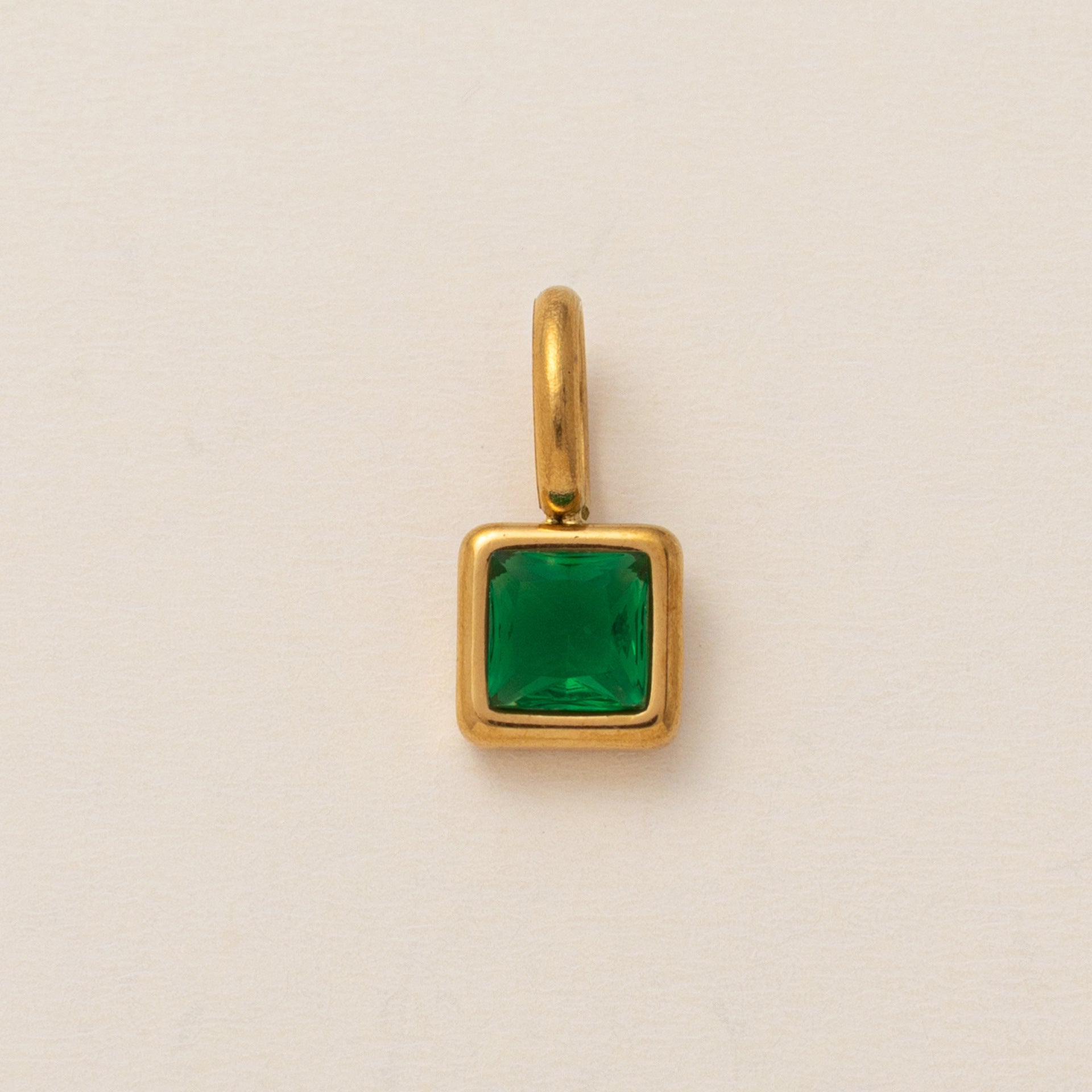 Lotus Birthstone Cube Necklace - May Pendant - Gold [YL1WPZER]