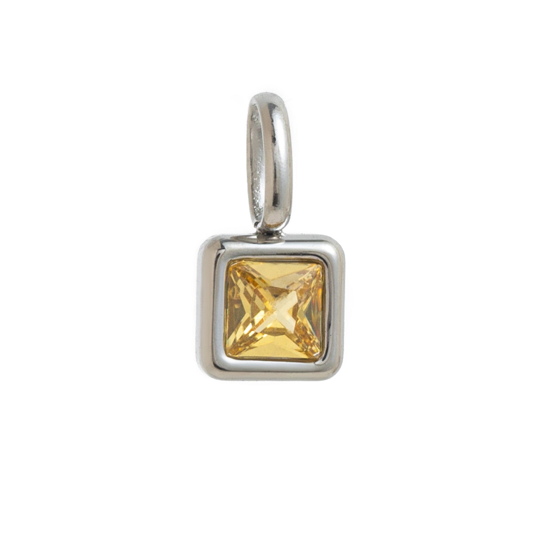 Lotus Birthstone Cube Necklace - November Pendant - Silver [69K5WORQ]