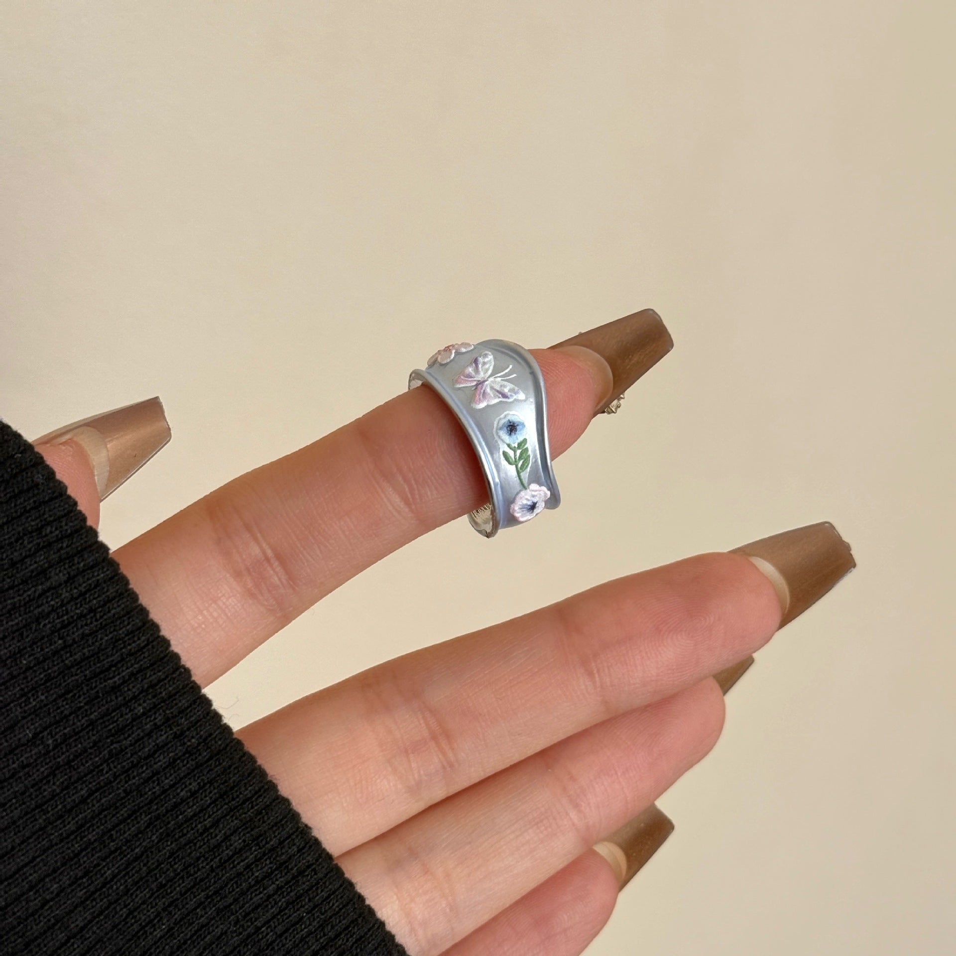 Madison Enamel Butterfly Ring - Pink Butterfly [BLTD9BZN]