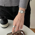 Minimalist Chain Bracelet Watch - Silver with White Dial [N5N5D5A5]