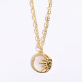 Celestial Coin Layered Necklace - Gold Plated Shell Sun [PMFCLGRI]