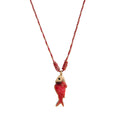 Ocean Fish Pendant Cord Necklace - Red Fish Necklace (40mm Pendant) [QOB5NLYZ]