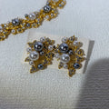 Elora Pearl Leaf Jewelry Set - 925 Silver Needle Earrings [L34YC7A0]