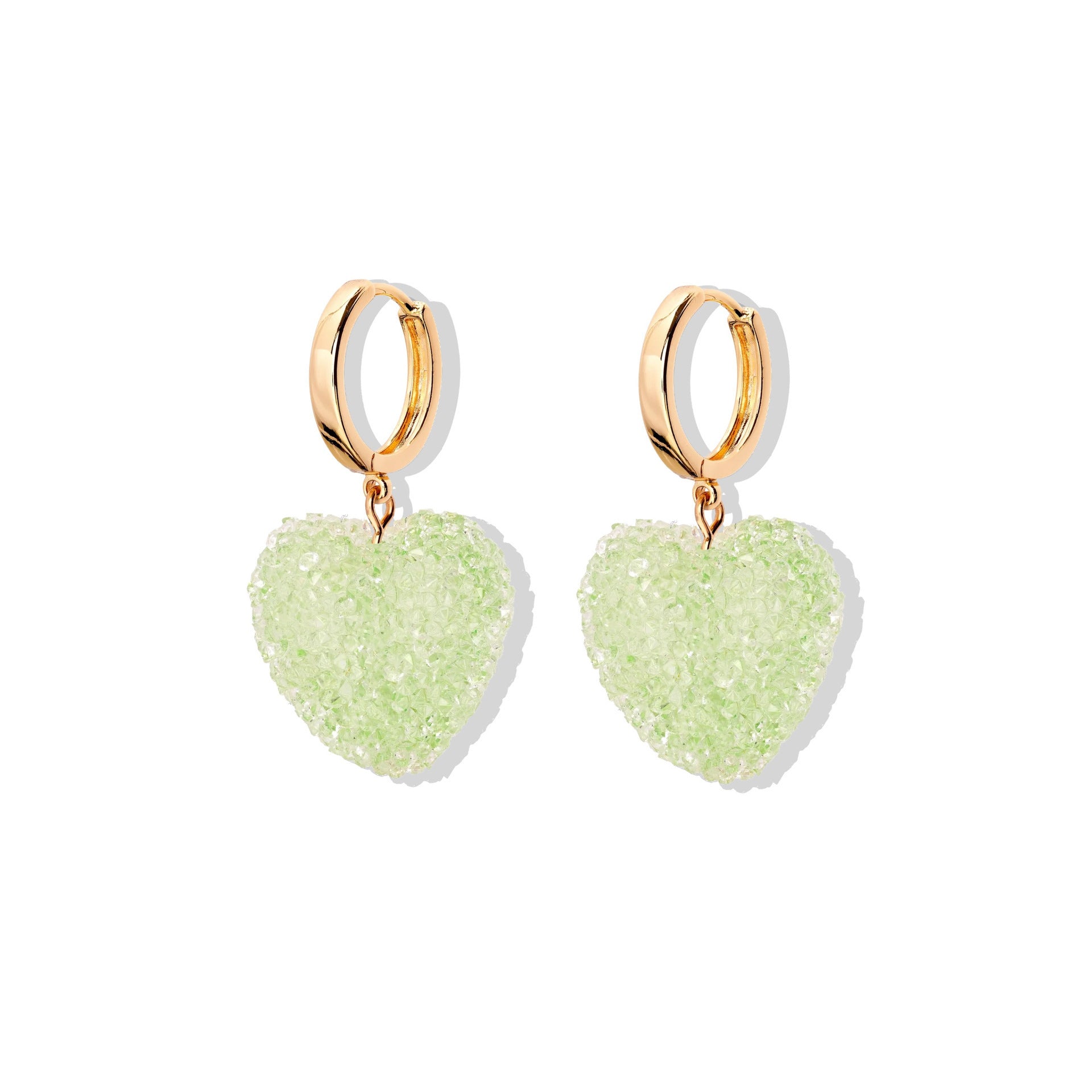 Colorful Heart Resin Pendant Necklace - Green Earrings [MWS8M26X]