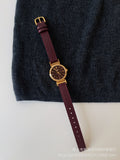 Zhamira Retro Red Watch - Leather Strap with Round Batons [IBAQEQIB]