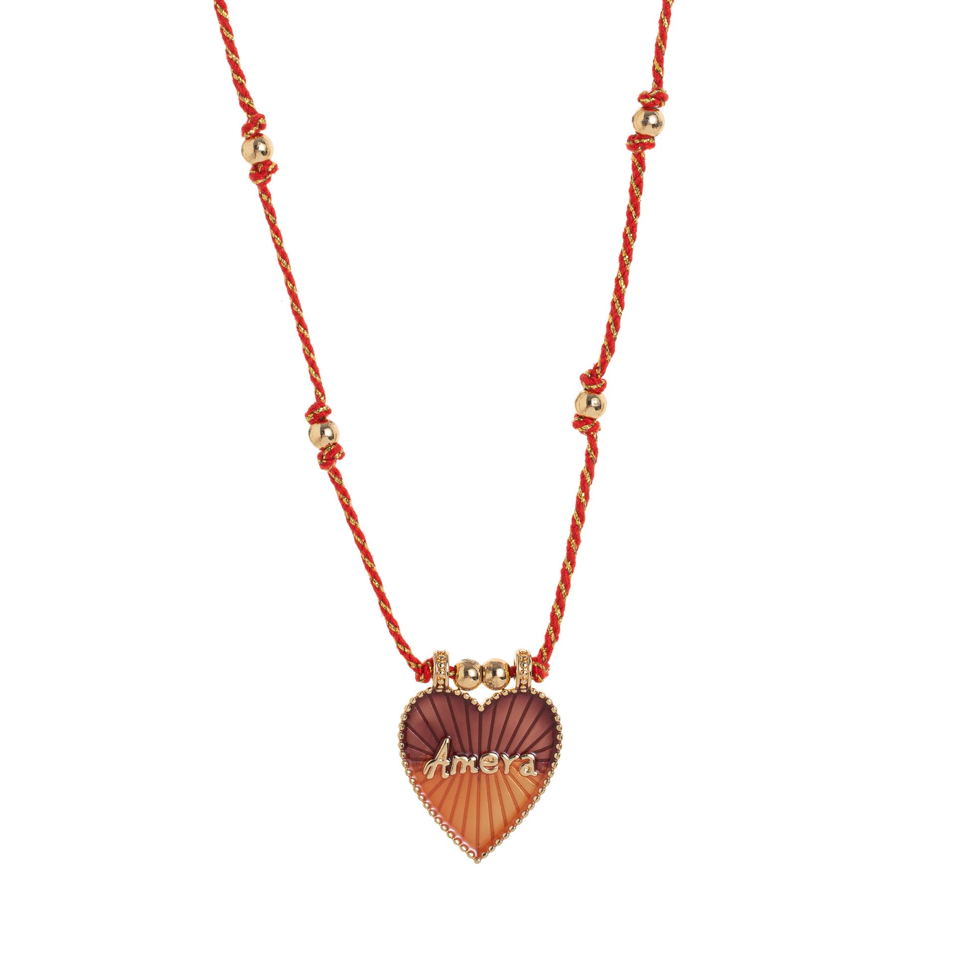 Color Cord Pendant Necklace - Red Heart Necklace [30P3S75R]