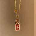 Sterling Silver Iris Amulet Necklace - S925 Sterling Silver Red Amulet Necklace [SQDET4K2]