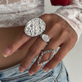 Dezire Folded Geometric Ring Set - Silver Three-Piece Set [IX4R5EBX]